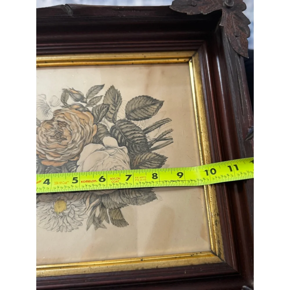 Antique Arts & Crafts Wood Picture Frames with Iron Leaf Mounts – Black Forest